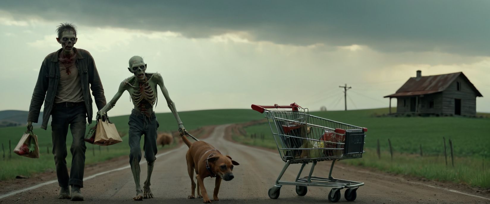 09102-63571528-filmgrab, movie still frame, close view of a ( skinny zombie pushing his shopping cart on the road_1.2), followed by a skinny zo.jpg